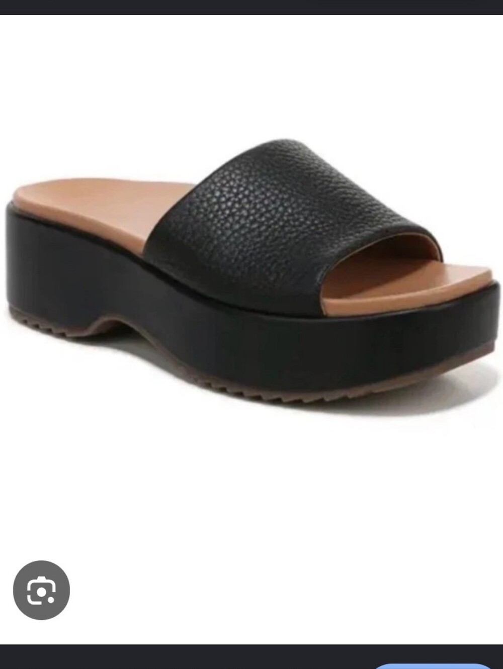Vionic Black Pebbled Slide Platform Mule